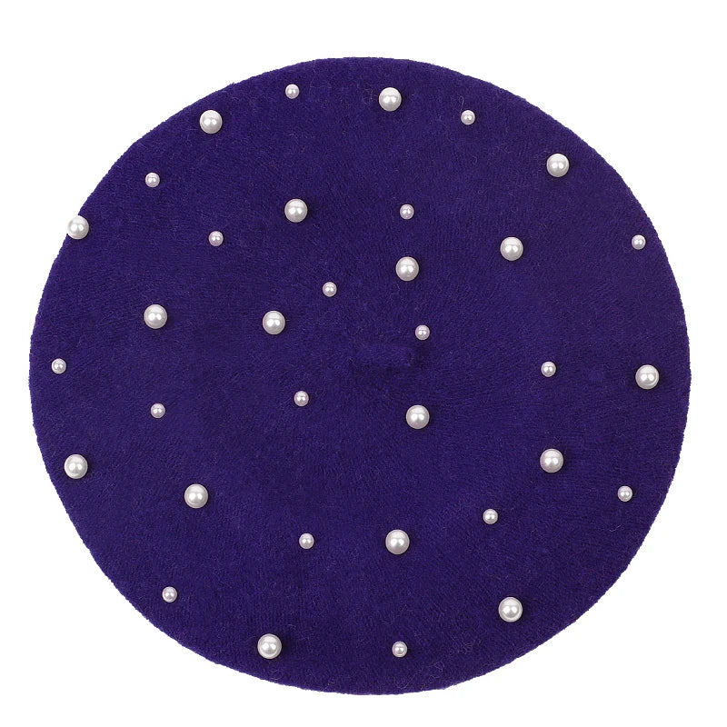 Sterling Celestine Wool Beret™ with Pearl Bead Detail