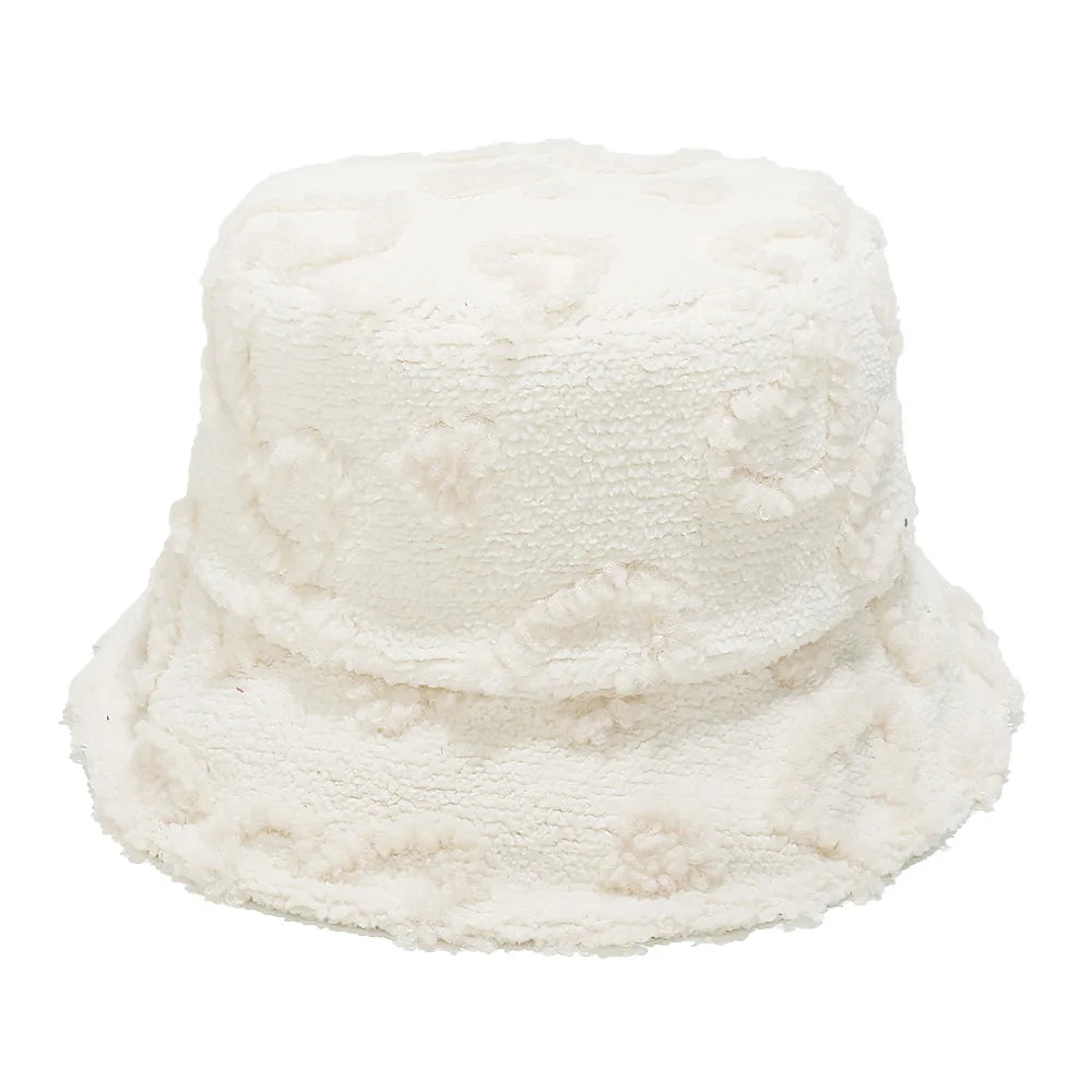 Sterling Cozette Sherpa Winter Bucket Hat with Heart Pattern™