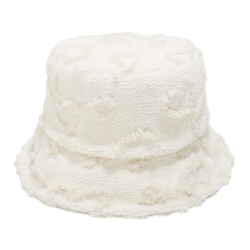 Sterling Cozette Sherpa Winter Bucket Hat with Heart Pattern™