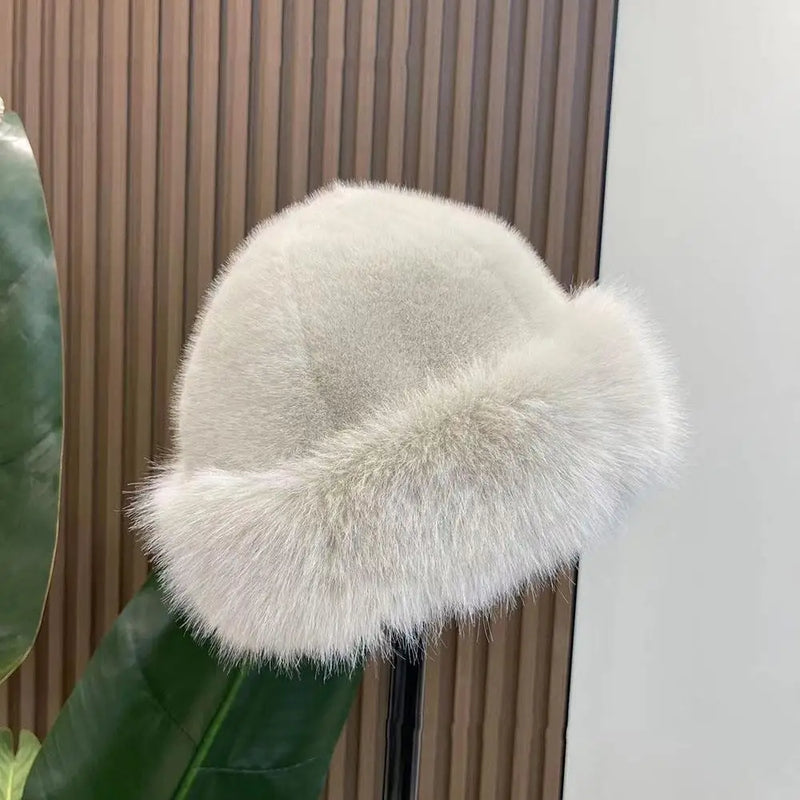 Sterling Plush Faux Fur Winter Hat With Wide Brim