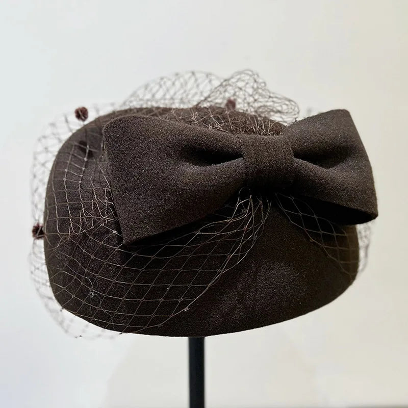 Sterling Elegant Socialite Woolen Mesh Beret™  With Sculpted Shell Crown