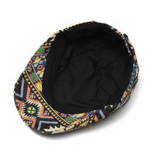 Sterling Reginald™ Vintage Print Flat Cap Woven Pattern Detail
