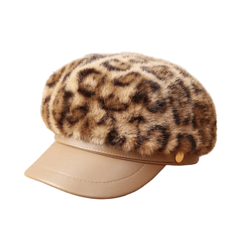 Sterling™ Winter Duckbill Cap With Plush Leopard Print