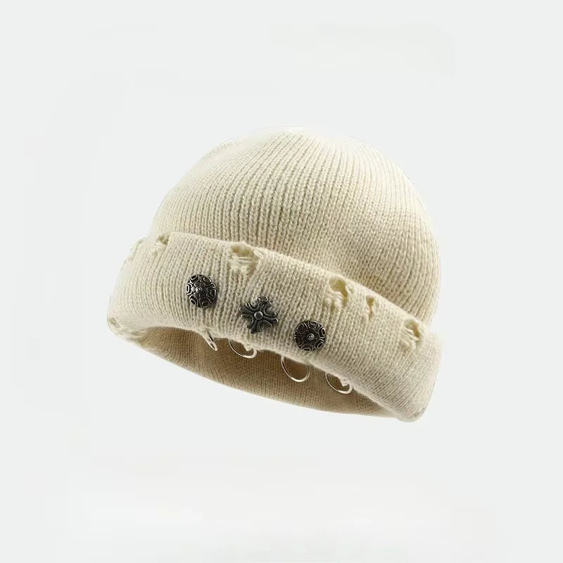 Sterling™ Nocturne Brimless Knit Wool Hat With Cross Ring Detail