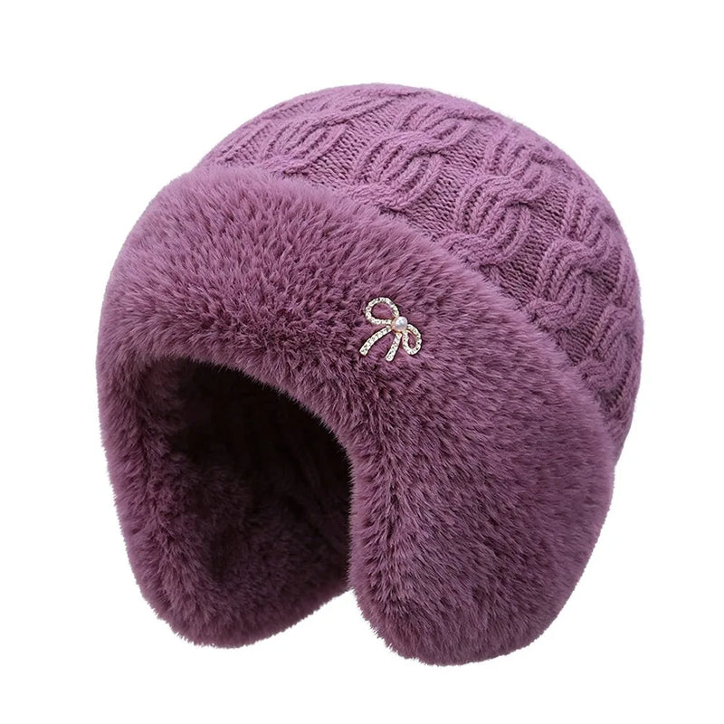 Sterling™ Marlowe Fleece Knit Beret Cap With Plush Ear Flaps