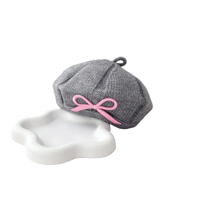 Sterling™ Children Bow Beret Knit Winter Cap With Bow Detail