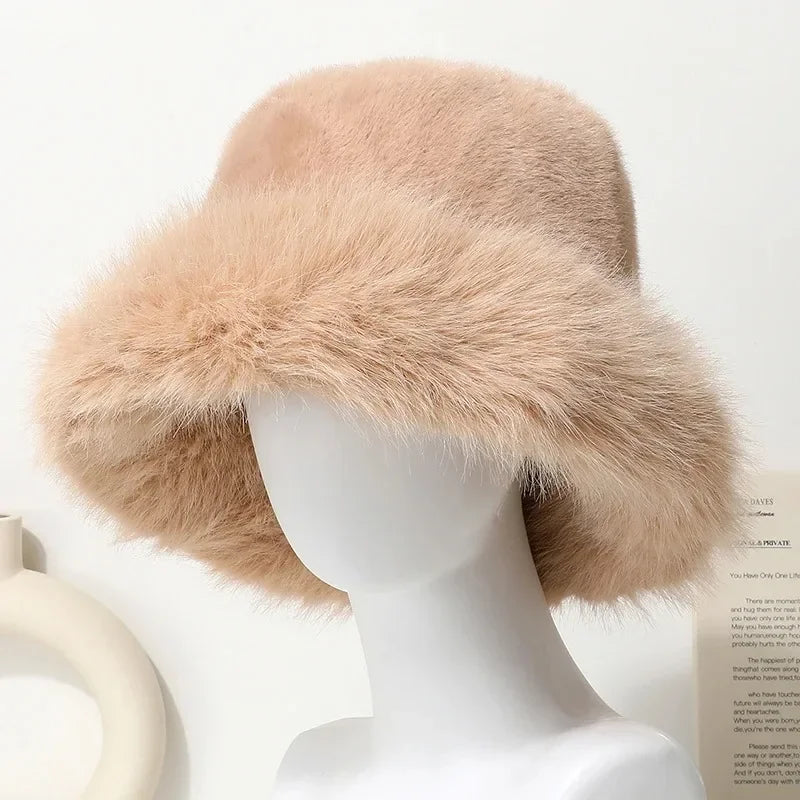 Sterling Solea Winter Bucket Hat™ Faux Mink Plush Bright Yellow