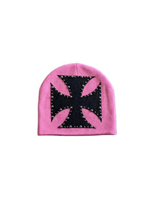 Sterling ™ Nocturne Leather Beret Hat With Rivet Cross Detail