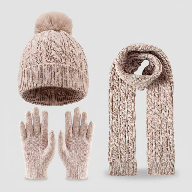 Sterling™ Kids Winter Knit Three Piece Set With Single Pom