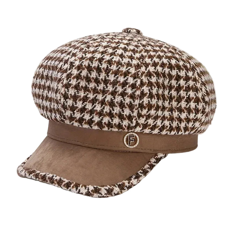Sterling™ Custom Hat Houndstooth Octagonal Beret Short Visor