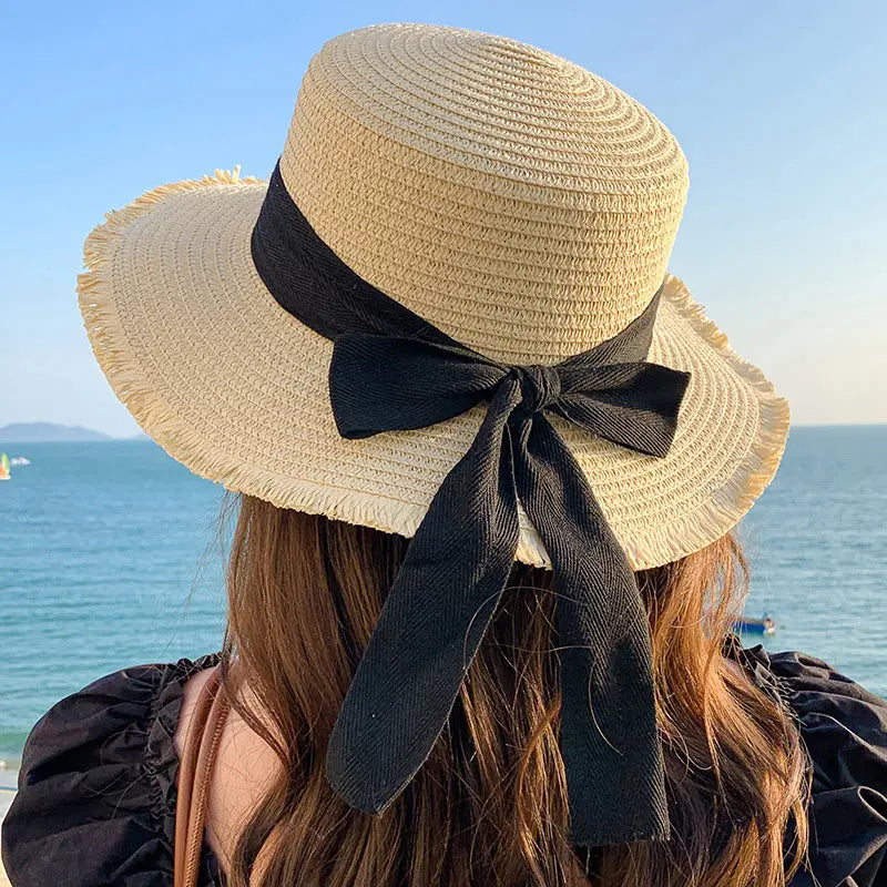 Sterling Riviera Bow™ Straw Sun Hat Frayed Edge Edition