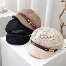 Sterling Hollow Octagonal™ Beret Straw Hat Leather Buckle