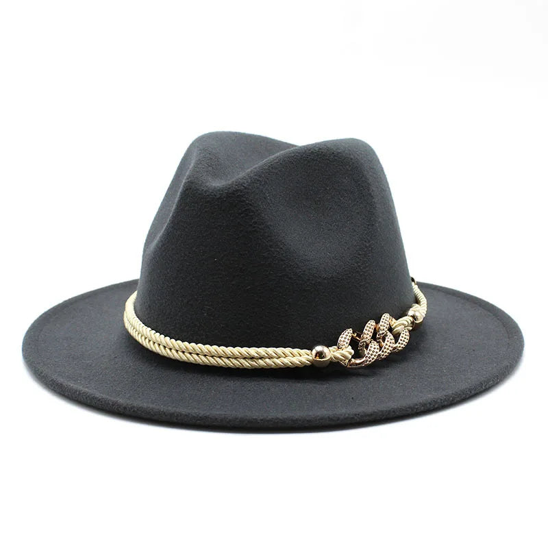 Sterling Fedora Hat Rope Band™ With Chain Accent