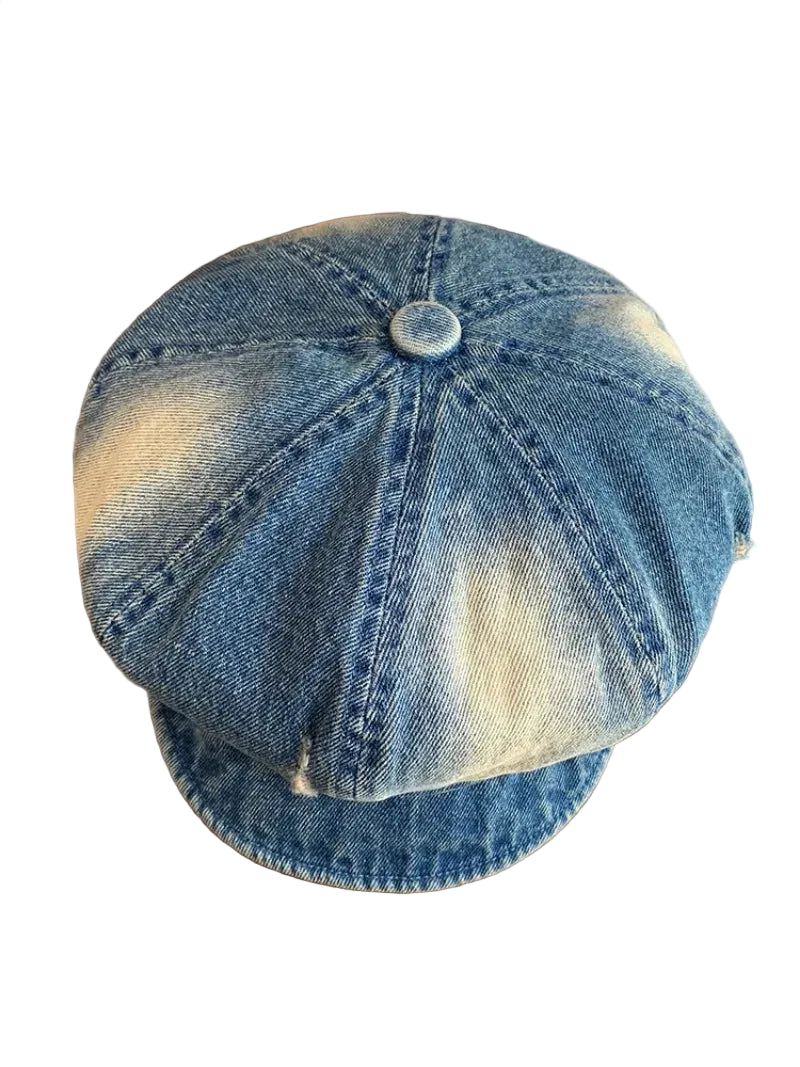 Sterling Painter Beret™ In Washed Denim With Short Brim