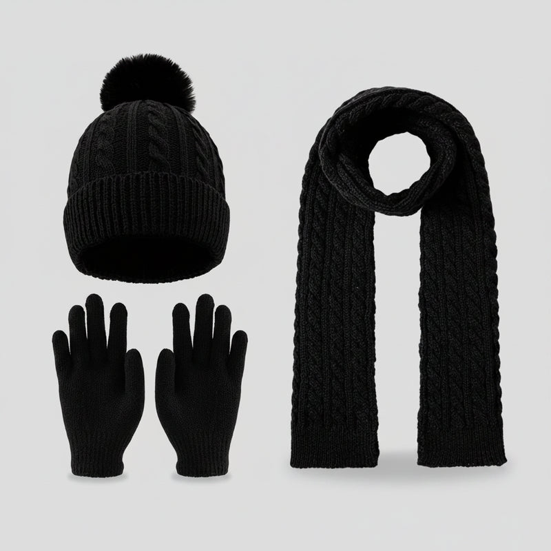 Sterling™ Kids Winter Knit Three Piece Set With Single Pom