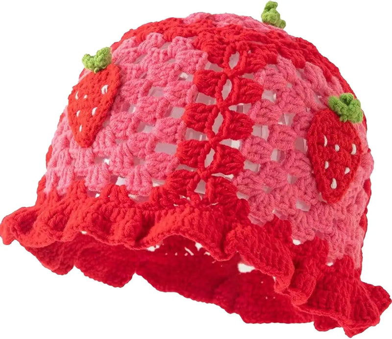 Sterling Strawberry Crochet Bucket Hat™ - Packable Style