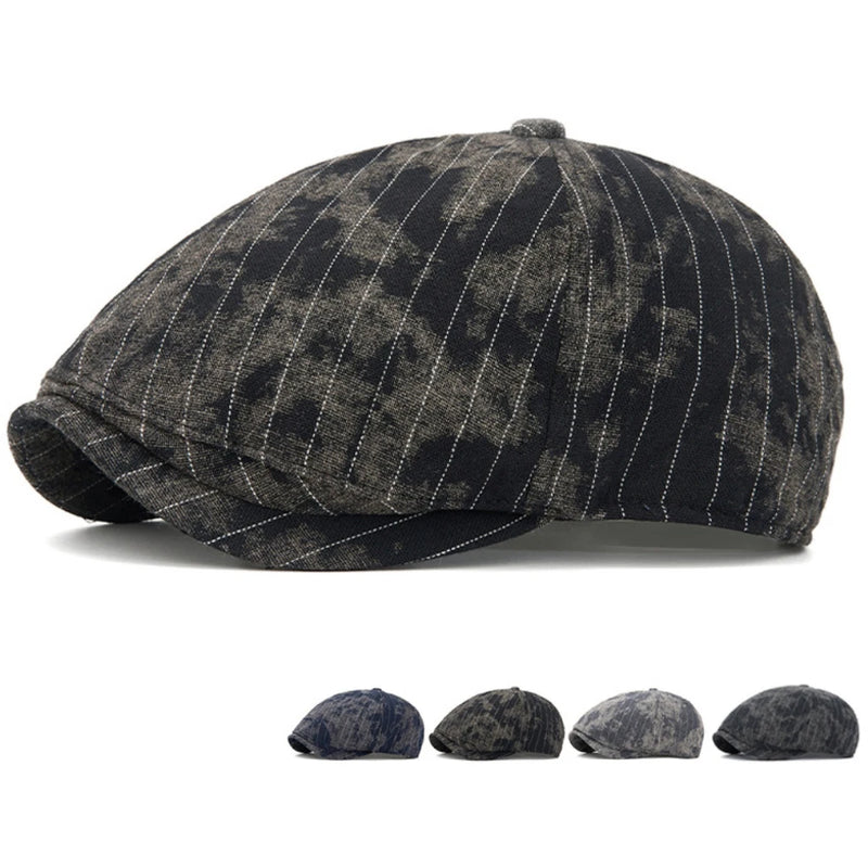 Sterling Striped Cotton Flat Cap™ Adjustable Side Buckle