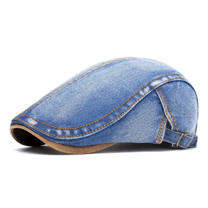 Sterling™ Washed Denim Newsboy Cap With Oversized Crown