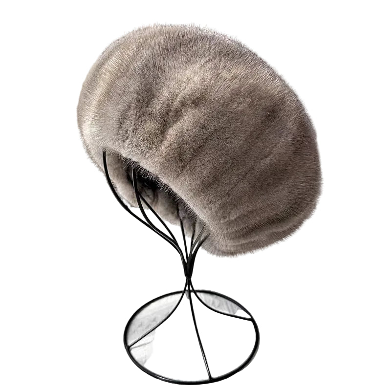 Sterling Mink Fur Cap™ Warm Winter Beanie With Soft Structured Crown