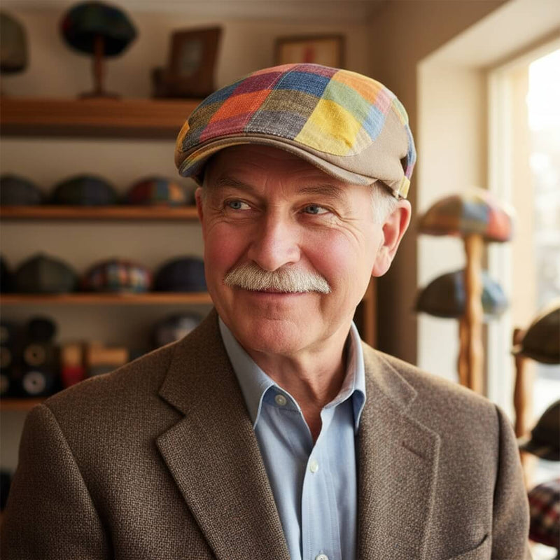 Sterling Plaid Driving Cap™ Ivy Textile Color Block Check