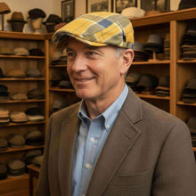 Sterling Plaid Cotton Flat Cap™ Low Crown Cotton Yellow Plaid