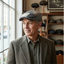 Sterling Patchwork Tweed Flat Cap™ Paneled Fabric Brim