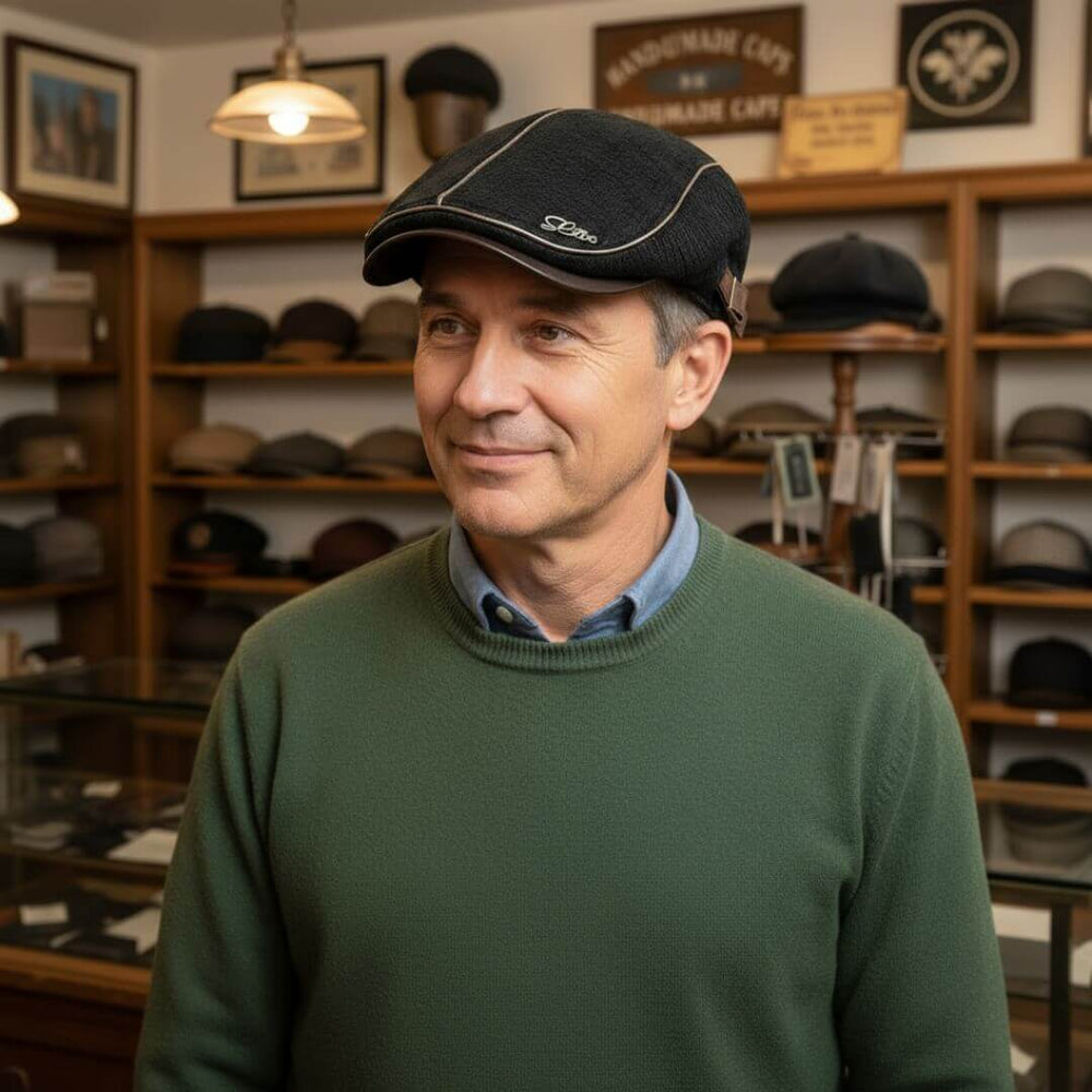 Sterling Knitted Flat Cap™ Ivy Knit Contrast Piping