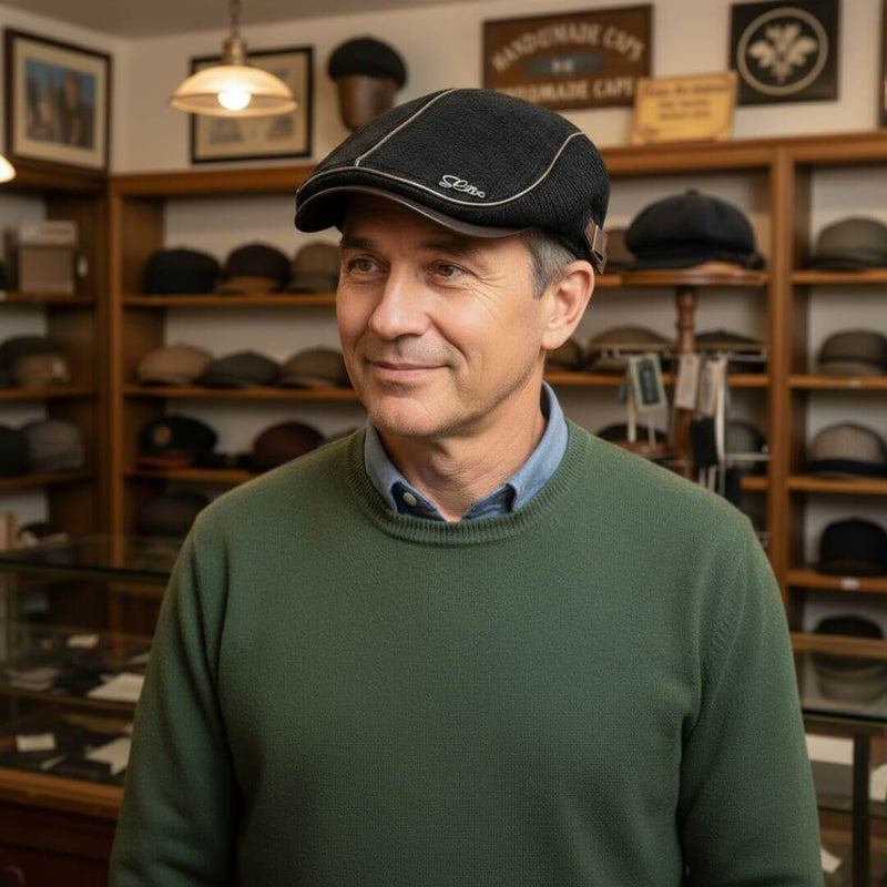 Sterling Knitted Flat Cap™ Ivy Knit Contrast Piping