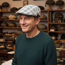 Sterling Linen-Cotton Plaid Flat Cap™ Ivy Linen Blend Check