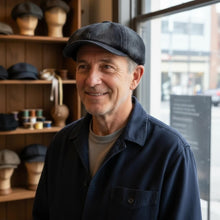 Sterling Denim Newsboy Cap™ Rounded Denim Crown Top Button