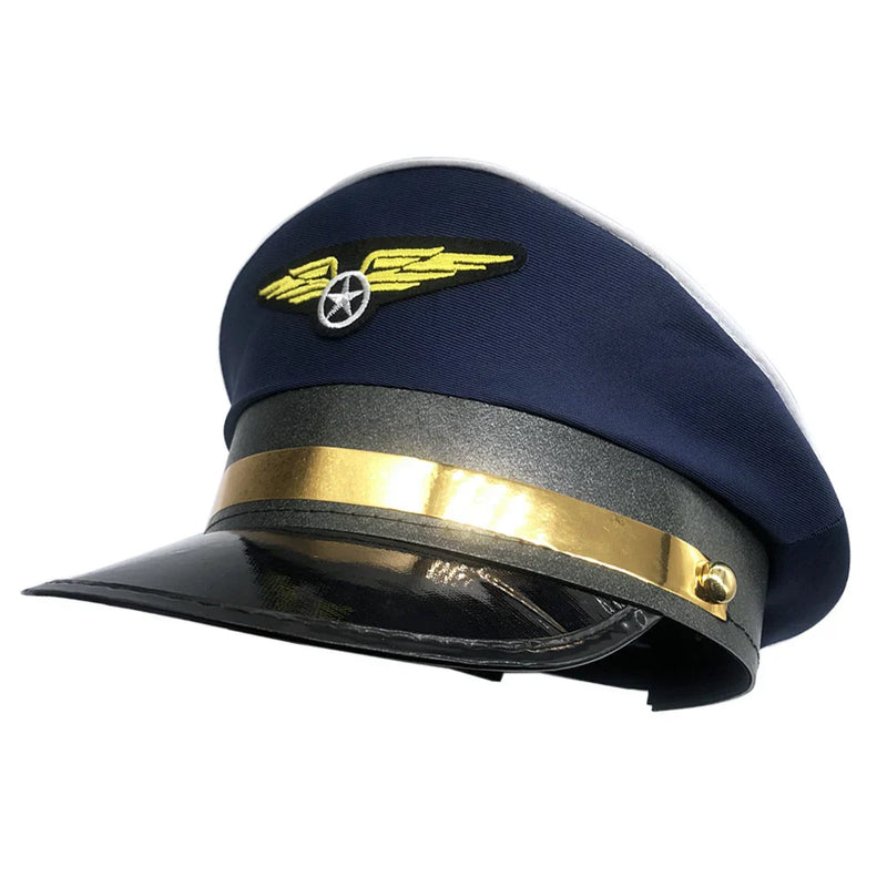 Sterling Pilot Style Sailor Cap™ Flat Top With Gold Wing Emblem