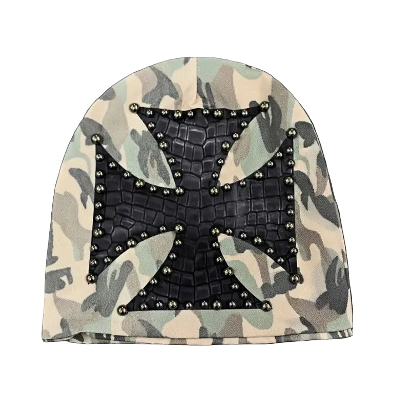Sterling™ Nocturne Leather Look Brimless Dome Cap With Rivet Cross Detail