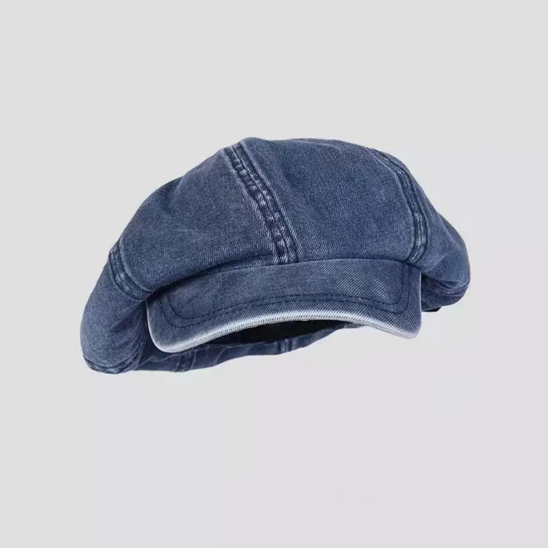 Sterling Aveline Newsboy Cap™ Washed Cotton Denim Octagonal Crown