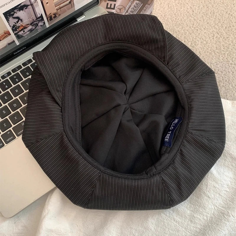 Sterling Striped Woven Octagonal Beret™ With Short Brim