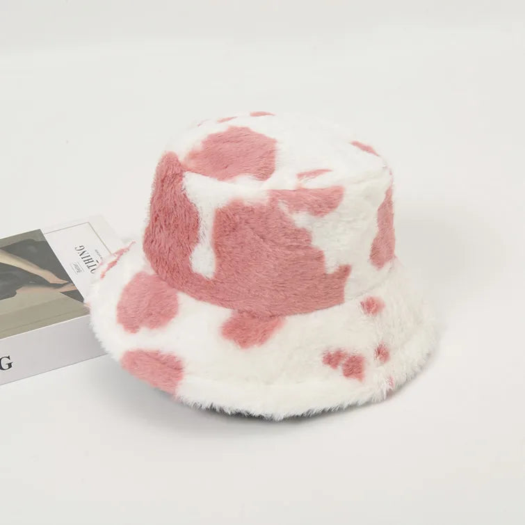Sterling Mirelle Reversible Corduroy Bucket Hat™  With Cow Print Fleece