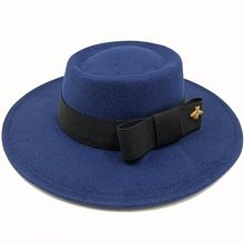 Sterling Fedora Hat Elegant Bow Charm™ Wide Brim Felt Bow