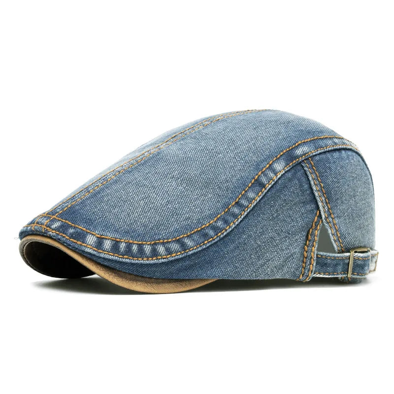 Sterling™ Washed Denim Newsboy Cap With Oversized Crown