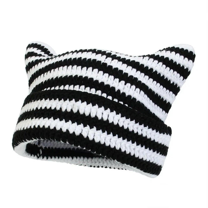 Sterling™ Cat Ear Knit Beanie with Striped Crown