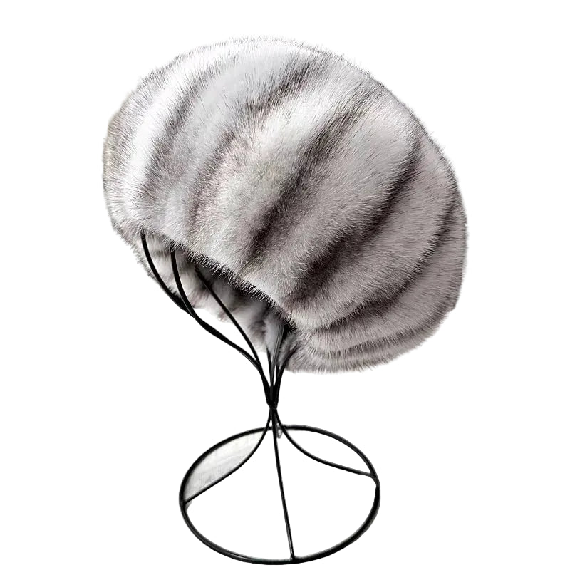 Sterling Mink Fur Cap™ Warm Winter Beanie With Soft Structured Crown