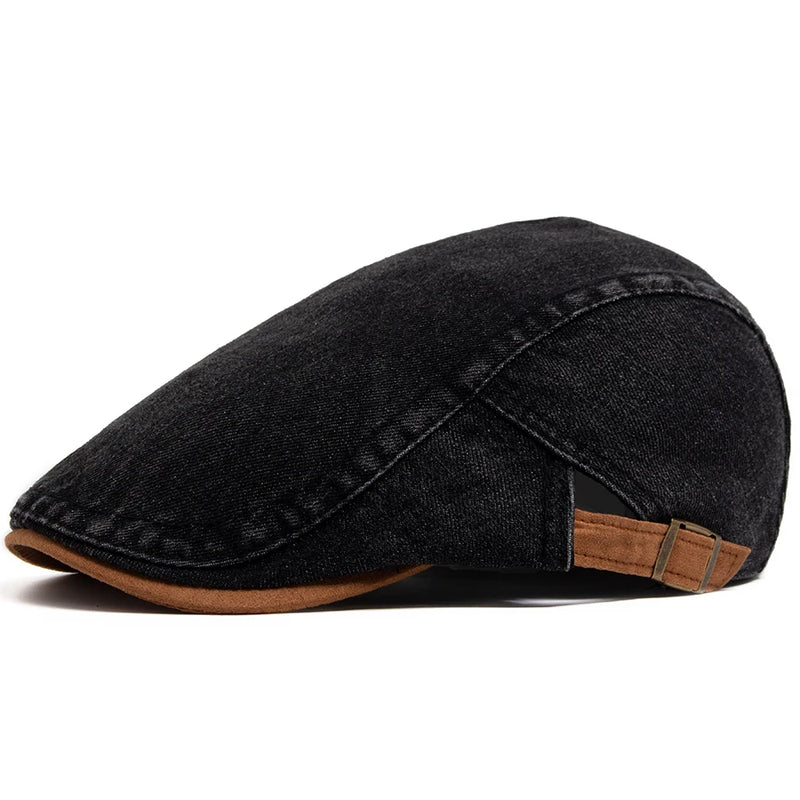 Sterling Denim Cotton Newsboy Cap™ Patchwork Brown Beret