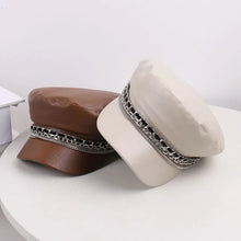 Sterling Leather Sailor Cap™ Chain Detail Structured Visor