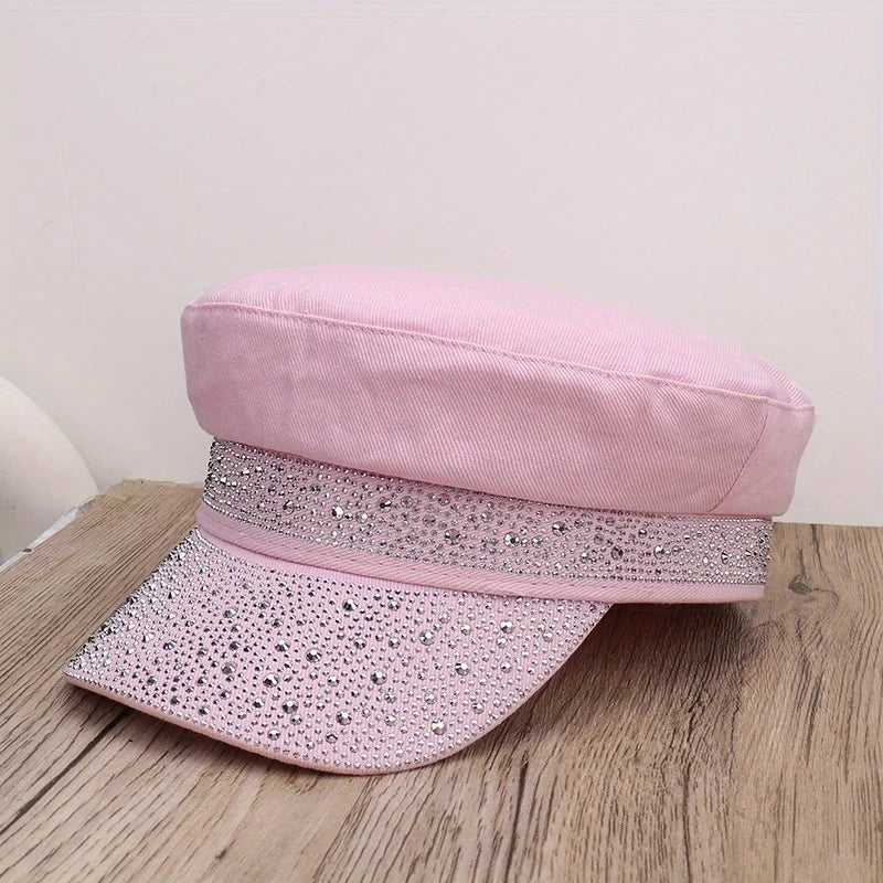 Sterling Flat Top Rhinestone Baseball Cap™ Mesh Back Arc Visor