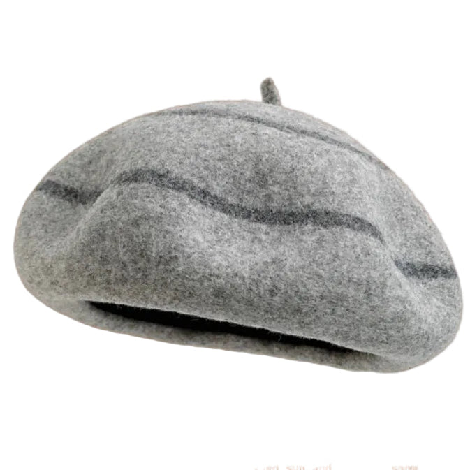Sterling™ Striped Wool Blend Beret Soft Dome Painter Cap