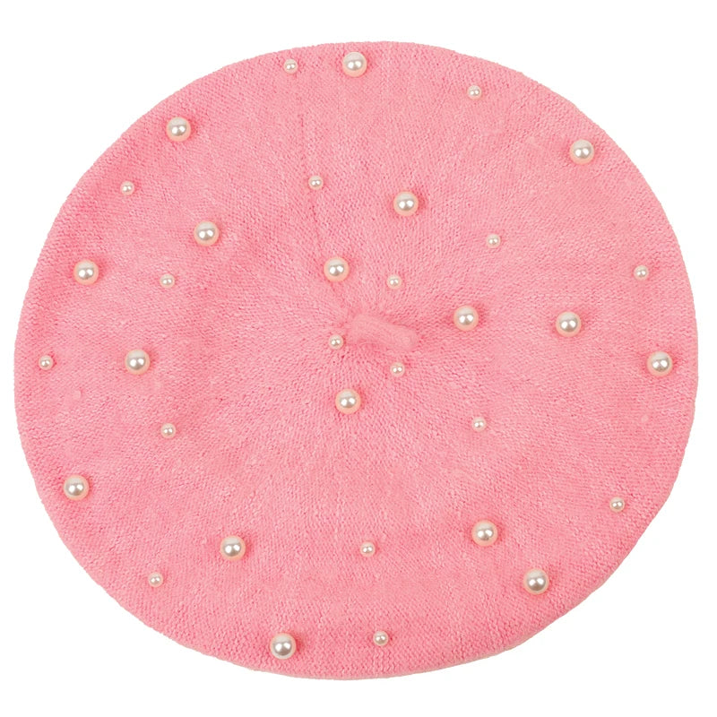 Sterling Celestine Wool Beret™ with Pearl Bead Detail
