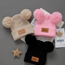 Sterling Nivali Kids Knit Beanie Set With Double Pompoms