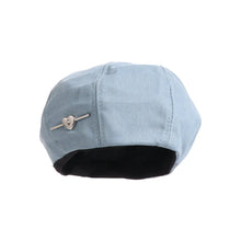 Sterling Denim Octagonal Beret™ with Heart Buckle