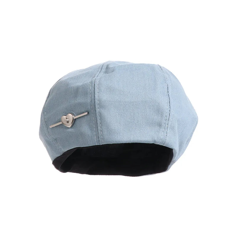 Sterling Denim Octagonal Beret™ with Heart Buckle