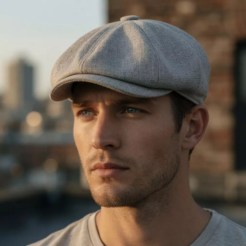 Sterling Shelby™ Vintage Newsboy Cap Cotton Paneled Brim