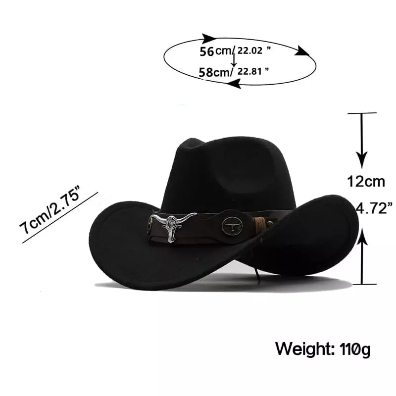 Sterling Silver Bull™ Wool Cowboy Hat Curved Brim Band