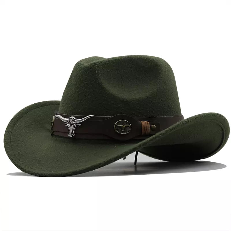 Sterling Silver Bull™ Wool Cowboy Hat Curved Brim Band